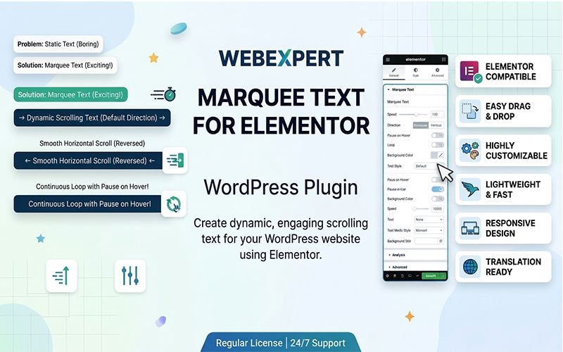 Webexpert - Marquee Text For Elementor WordPress Plugin