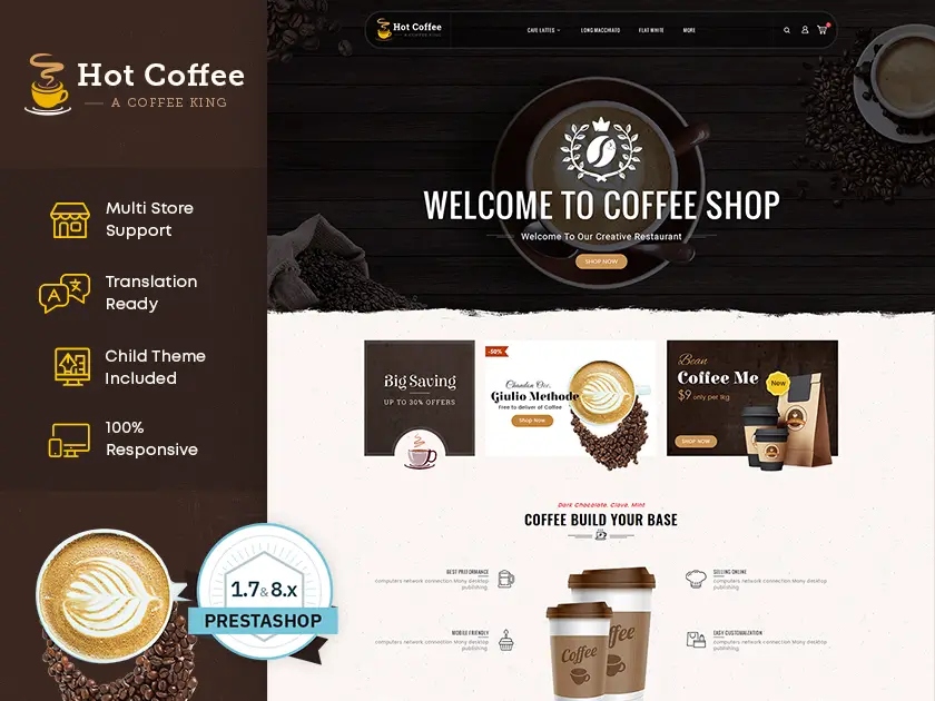 Hot Coffee Cafe – Drinks & Tobacco Store – Prestashop Responsive Theme