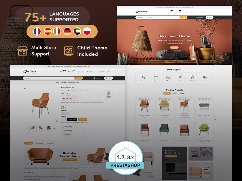 Furniture – Interior Art & Crafts – Prestashop Theme