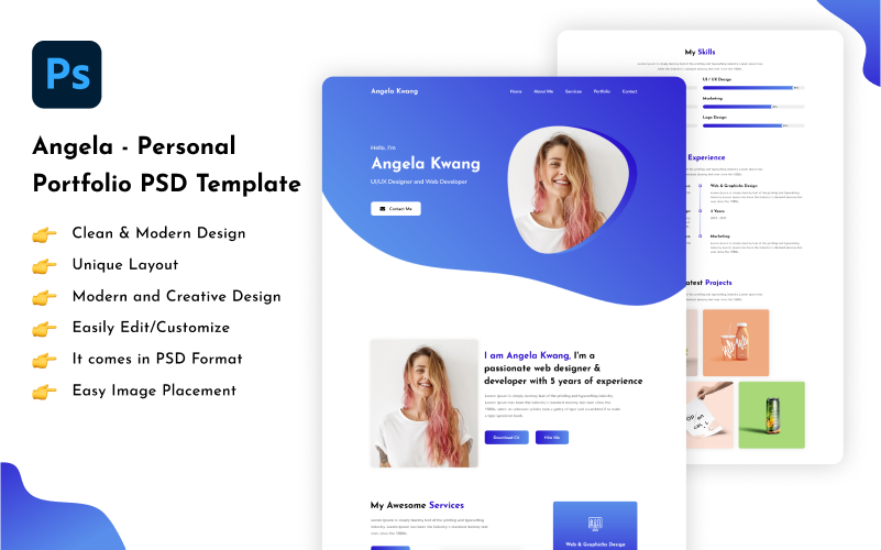 Angela - Personal Portfolio Psd Template