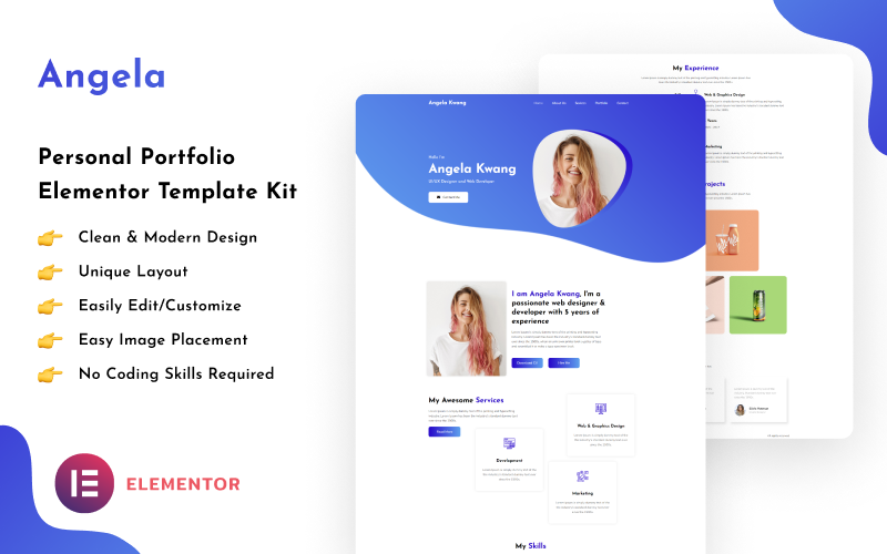 Angela - Personal Portfolio Web Elementor Kit