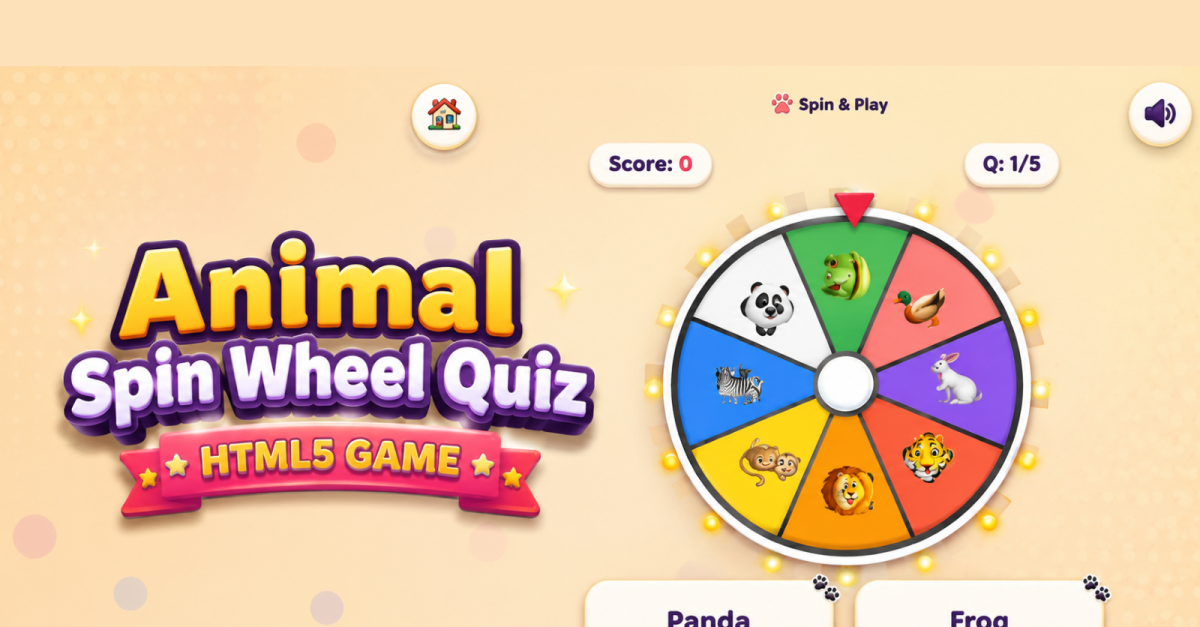 Animal Spin Wheel Quiz – HTML5 Educational Kids Game