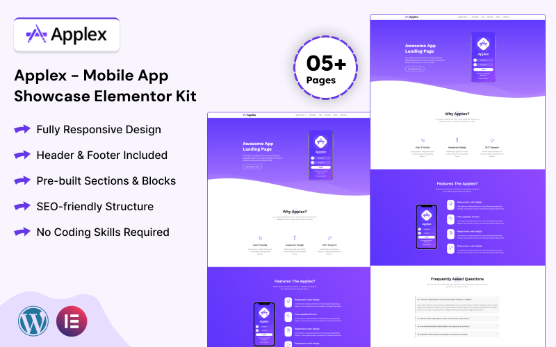 Applex - Mobile App Showcase Elementor Kit