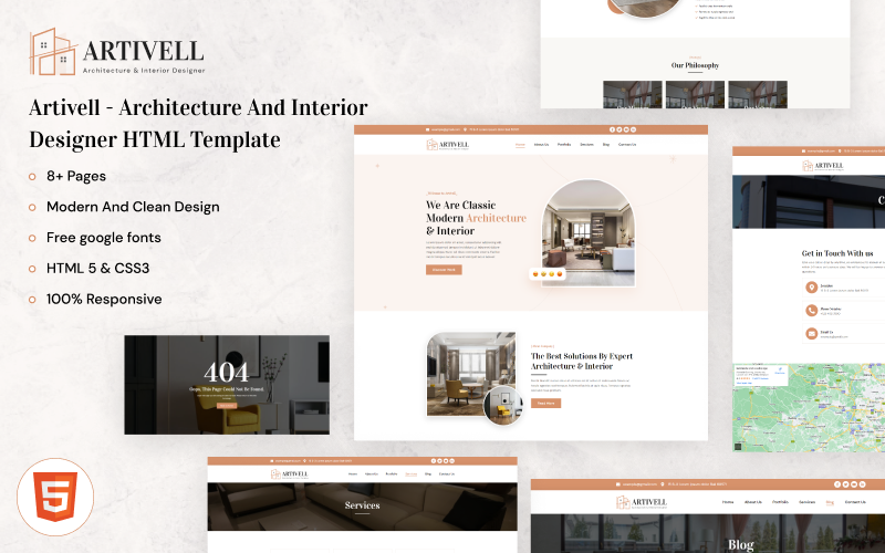 Uk Site Layout Example Artivell – Architecture and Interior Designer HTML Template - TemplateTrip