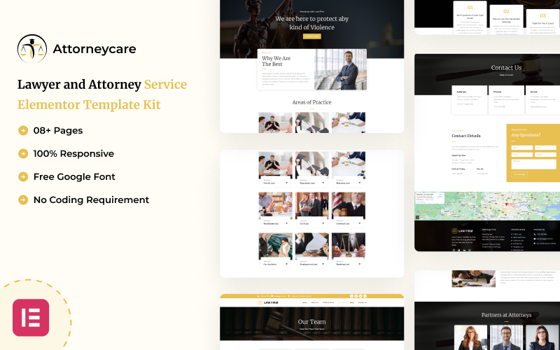 Attorneycare - Attorney Legal Services Elementor Kit  
