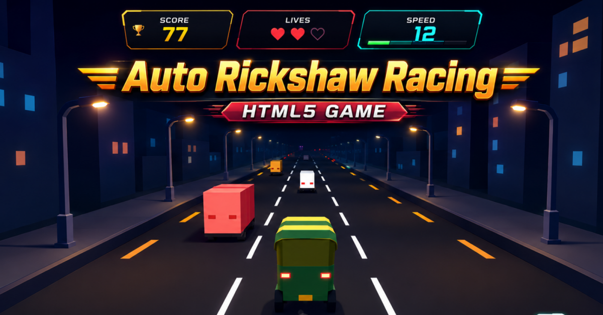 Auto Rickshaw Racing 3D HTML5 Game