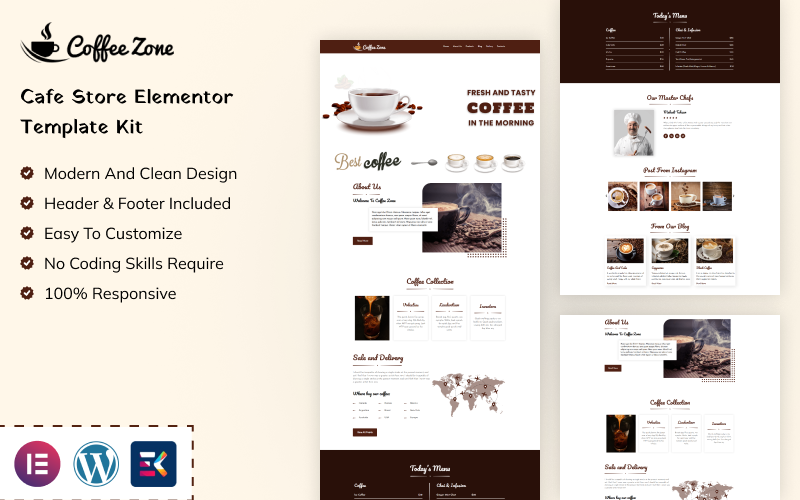 Coffee Zone - Cafe Store Elementor Template Kit