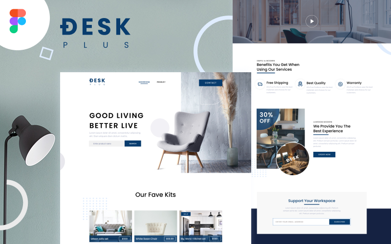 Deskplus - Furniture Shop Landing Page Figma Template