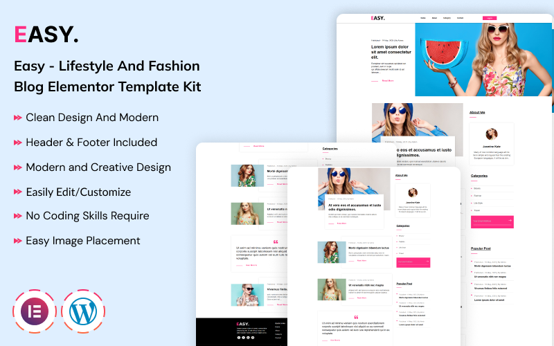 Easy - Lifestyle & Fashion Blog Elementor Template Kit