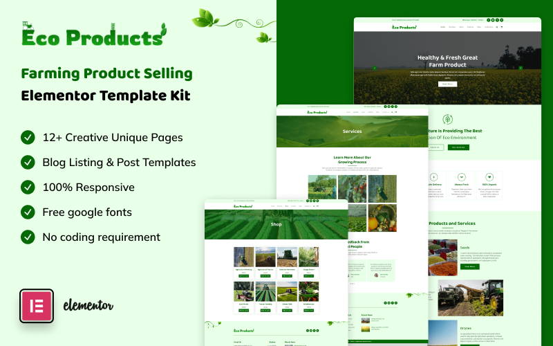 Eco Products - Farming Product Selling Elementor Kit