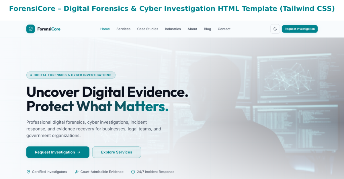 ForensiCore – Digital Forensics & Cyber Investigation Theme