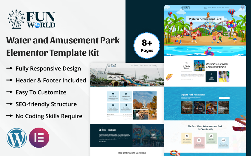 Fun World - Water & Amusement Park Elementor Template Kit