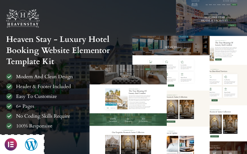 Heaven Stay - Luxury Hotel Booking Website Elementor Kit