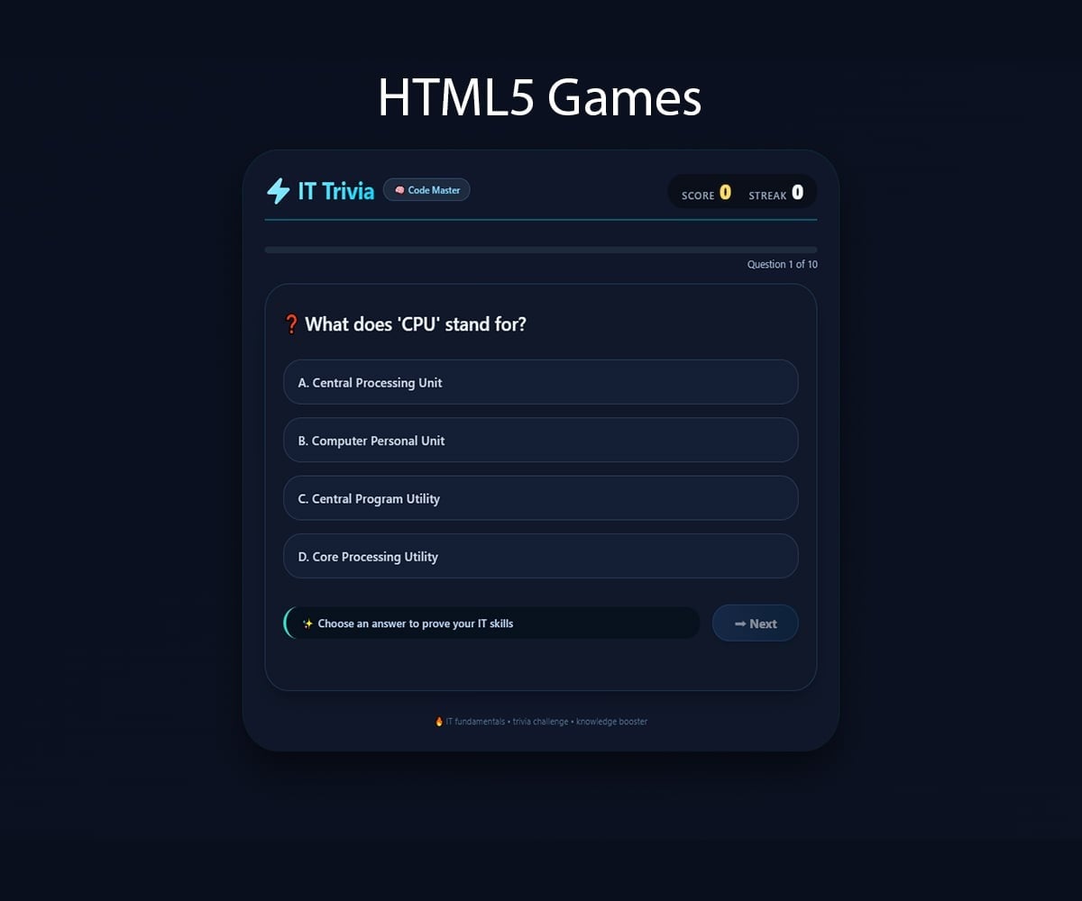 IT Trivia Challenge - HTML5 Games