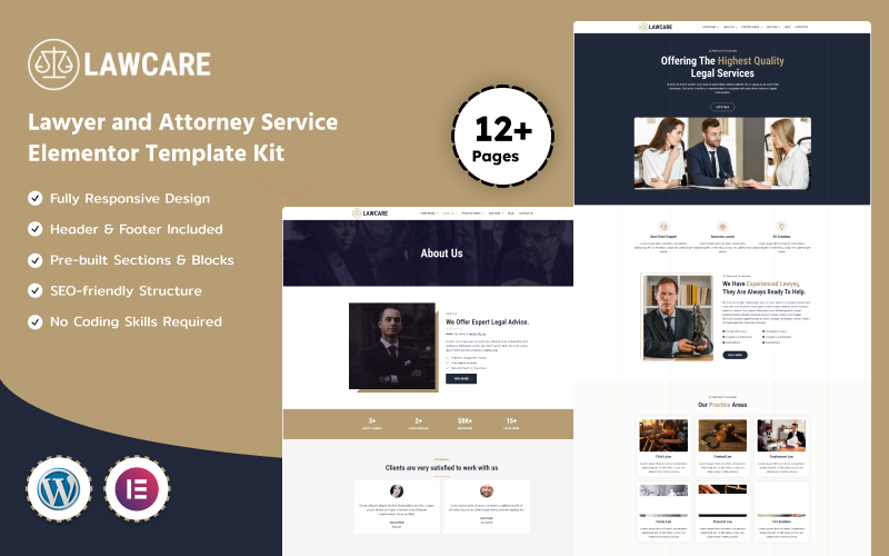 Lawcare - Lawyer & Attorney Service Elementor Template Kit