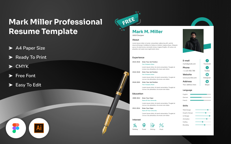 Mark Miller Free Professional Resume Template