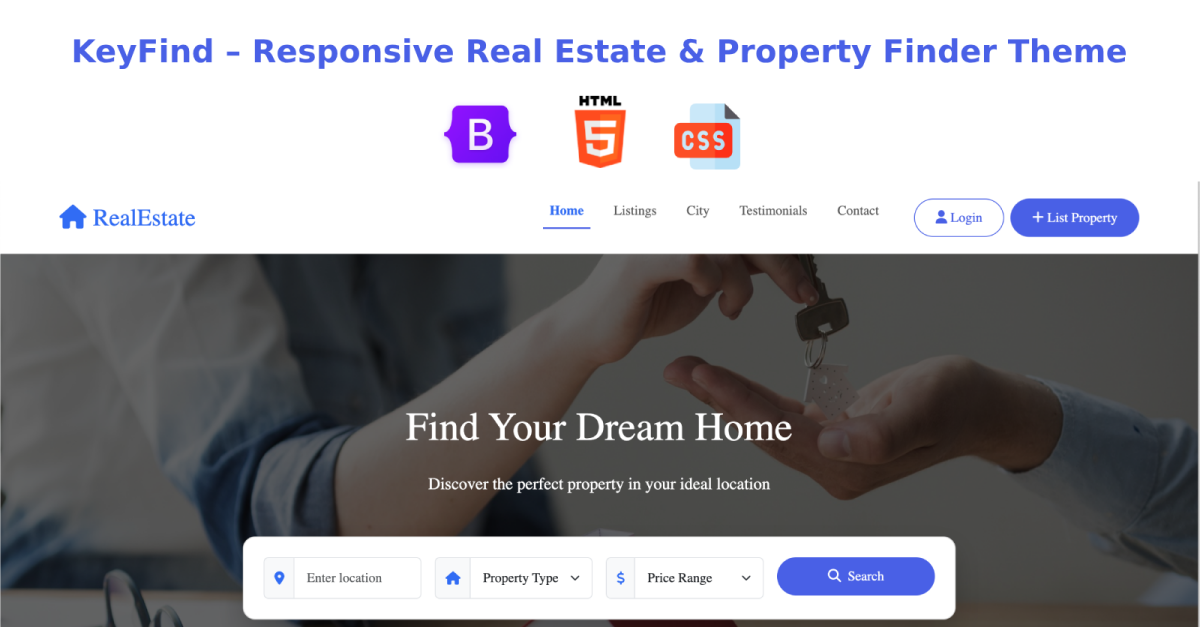 Modern Real Estate HTML Template with Bootstrap