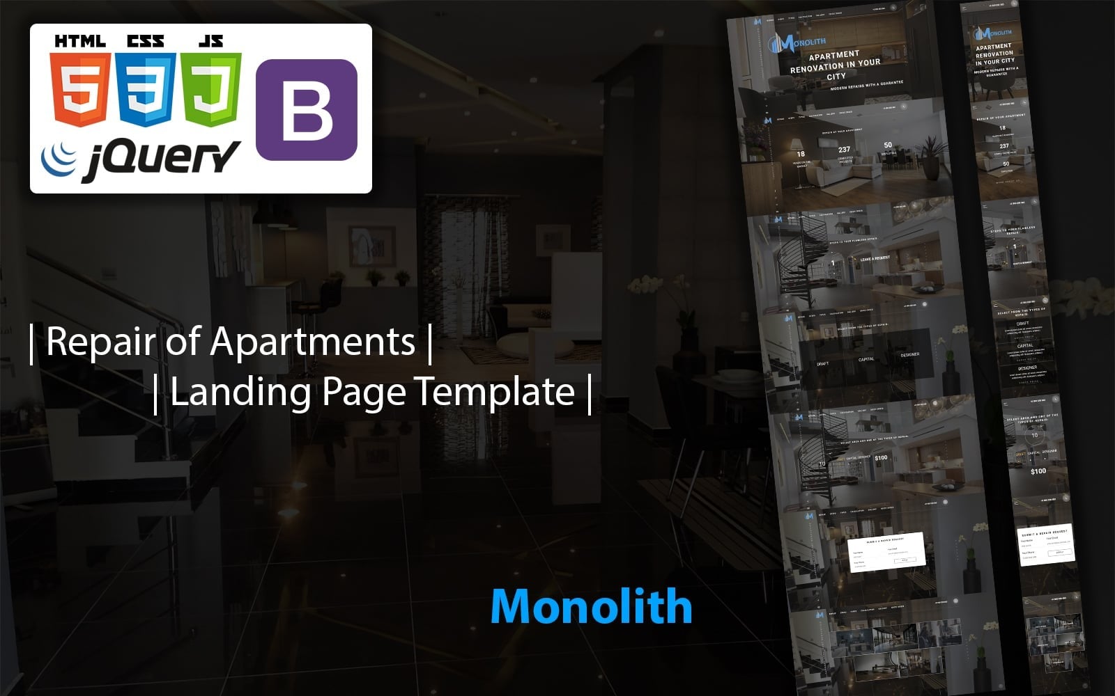 Monolith - Repair of Apartments - Landing Page Template