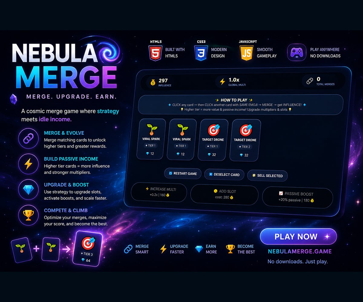 NEBULA MERGE - Marketing Tycoon - FREE - HTML Games