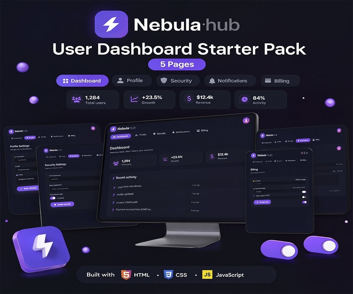 Nebula hub - User Dashboard Starter Pack