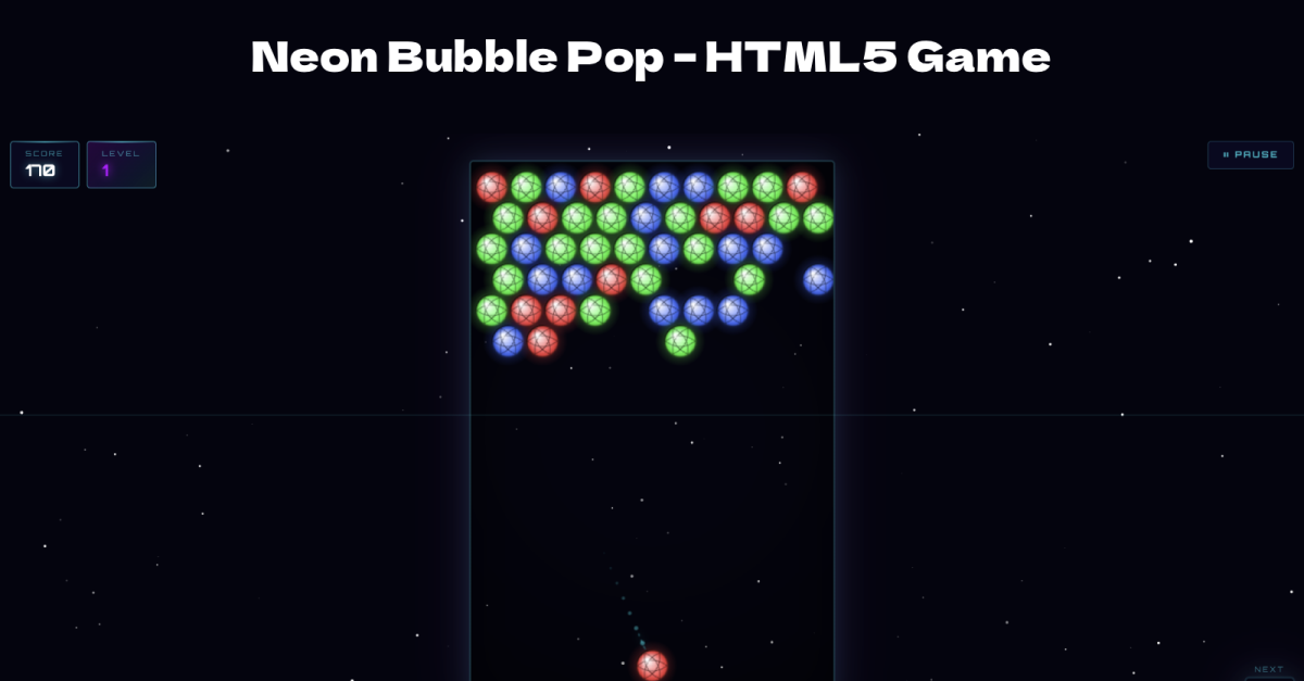 Neon Bubble Pop – HTML5 Game
