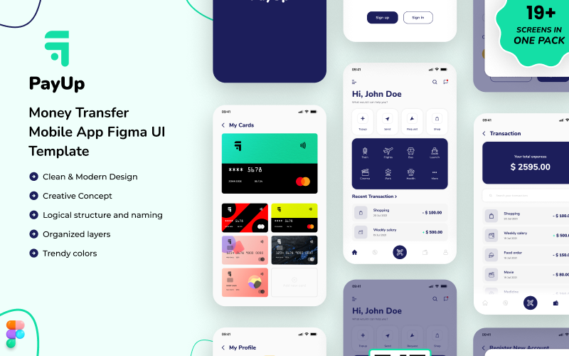 Payup - Money Transfer Mobile App Figma Ui Template
