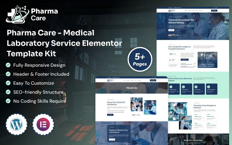 Pharma Care - Medical Laboratory Service Elementor Kit