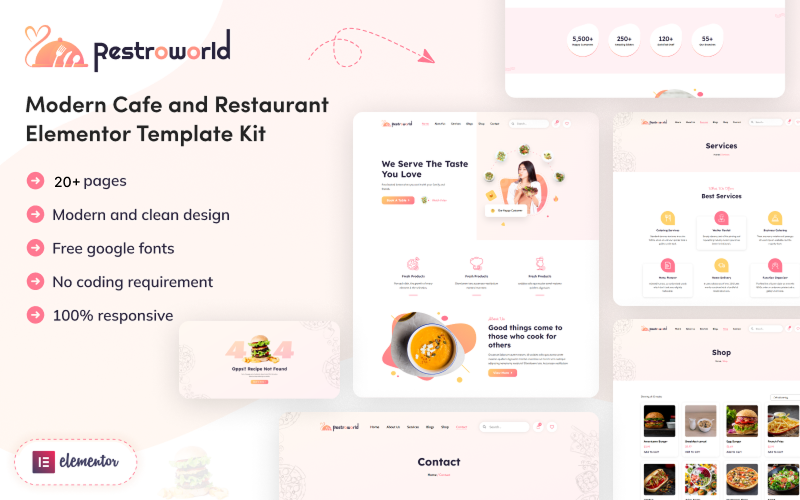 Restro World - Modern Cafe & Restaurant Elementor Kit