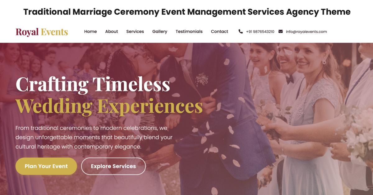 Premium Marriage & Event Management HTML5 Bootstrap Template