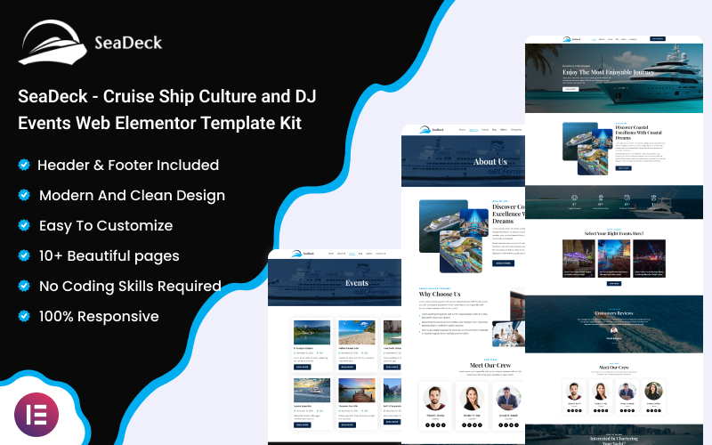 SeaDeck - Cruise Ship Culture and DJ Events Elementor Kit