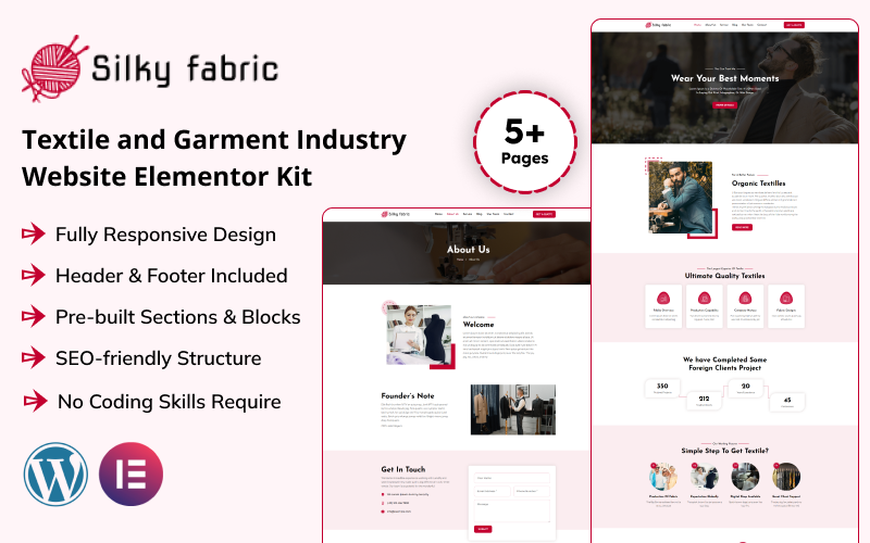 Silky Fabric - Textile & Garment Industry Elementor Kit