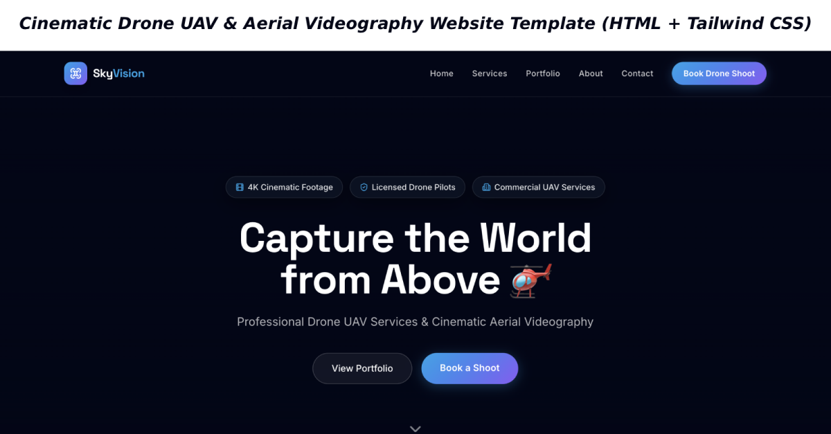 Cinematic Drone UAV & Aerial Videography Website Template