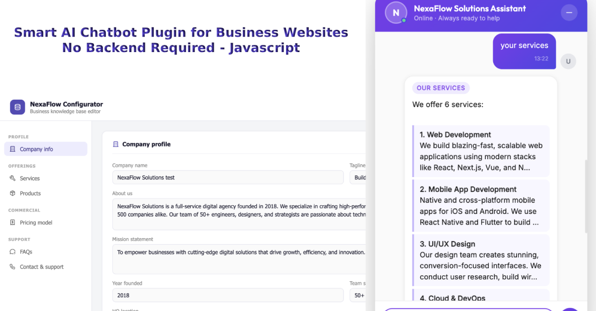 Smart AI Chatbot Plugin for Business Websites - Javascript