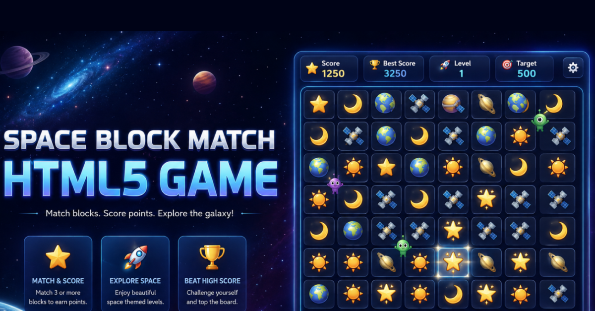 Space Block Match – HTML5 Match-3 Puzzle Game