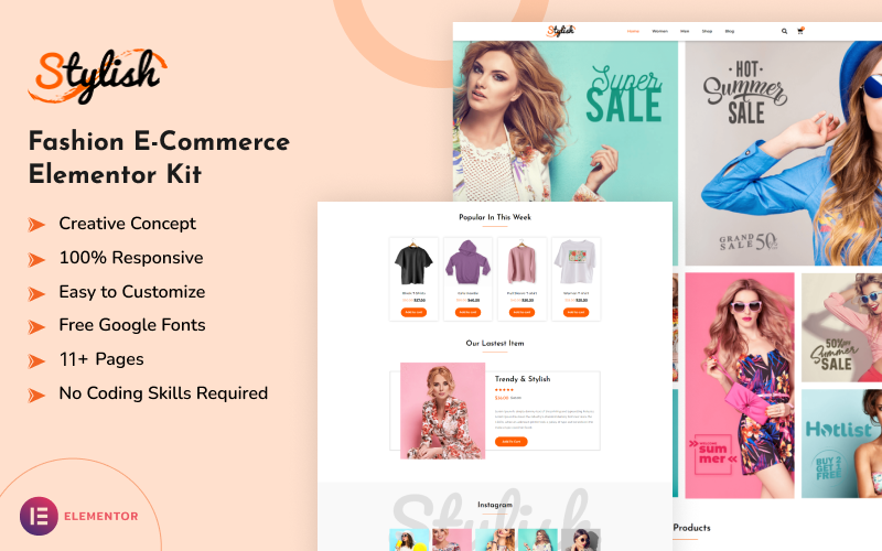 Stylish - Fashion eCommerce Responsive Website Elementor Kit