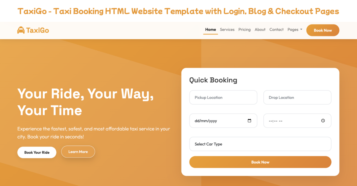 Taxi Booking HTML Website Template